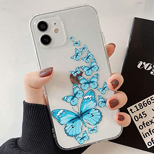 Tybiky Hülle für iPhone SE 2020 Hüllen Case Kreatives Schmetterling Muster Luftkissen Schutzhülle Silikon Airbag Handyhülle Bumper Chic Bling Kratzfest Cover für iPhone SE 2020, Hellblau Aufgereiht von Tybiky