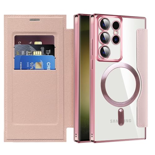 Tybiky Kompatibel mit Samsung S24 Ultra Hülle, Lederhülle Karteninhaber Mag-Safe Ladung Schutzhülle, Elektroplatte Magnetische Anziehung Handyhülle, mit Linsenfolie, Rosa Tybiky Kompatibel mit Samsung S24 Ultra Hülle, Lederhülle Karteninhaber Mag-Safe Ladung Schutzhülle, Elektroplatte Magnetische Anziehung Handyhülle, mit Linsenfolie, Rosa von Tybiky