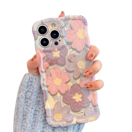 Tybiky Kompatibel mit iPhone 11 Pro Max Blumen Handyhülle Ölgemälde Aesthetic Blu-Ray Lockenwelle Rahmen Hülle für Mädchen Niedlich iPhone 11 Pro Max Weiche Silikon TPU Schutzhülle,Rosa Violette Tybiky Kompatibel mit iPhone 11 Pro Max Blumen Handyhülle Ölgemälde Aesthetic Blu-Ray Lockenwelle Rahmen Hülle für Mädchen Niedlich iPhone 11 Pro Max Weiche Silikon TPU Schutzhülle,Rosa Violette von Tybiky