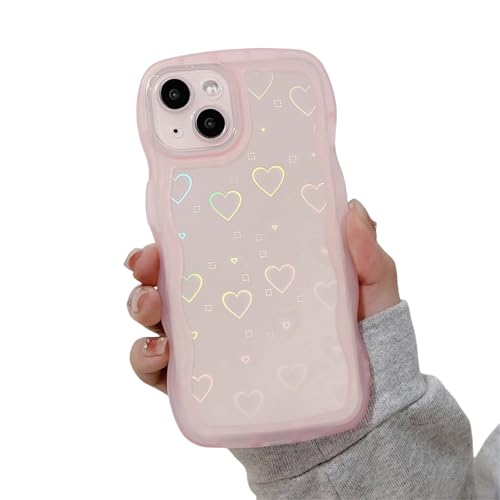 Tybiky Kompatibel mit iPhone 12 Mini Hülle Transparent Aesthetic Curly Handyhülle für Frauen Mädchen Schutzhülle Farbe Süßes Wellen Design Laser Herzen Bumper Cover Weiche TPU Silikon Case,Rosa Tybiky Kompatibel mit iPhone 12 Mini Hülle Transparent Aesthetic Curly Handyhülle für Frauen Mädchen Schutzhülle Farbe Süßes Wellen Design Laser Herzen Bumper Cover Weiche TPU Silikon Case,Rosa von Tybiky
