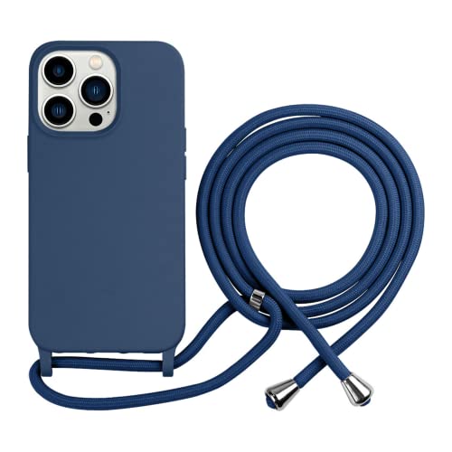 Tybiky Kompatibel mit iPhone 13 Mini Hülle,Handykette Hülle Silikon Seil Necklace Handyhülle mit Kordel Tasche zum Umhänge Bumper Schutzhülle mit Band Case Cover für iPhone 13 Mini. Tibetisch-Blau von Tybiky