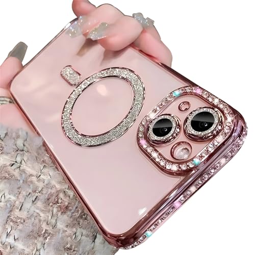Tybiky Kompatibel mit iPhone 14 Handyhülle, Diamant Glitter Pailletten Mag-Safe Magnetische Transparent Schutzhülle, Weiche TPU Dünn Stoßfest Abdeckung Glänzend Strass Bumper Cover, Rosa Tybiky Kompatibel mit iPhone 14 Handyhülle, Diamant Glitter Pailletten Mag-Safe Magnetische Transparent Schutzhülle, Weiche TPU Dünn Stoßfest Abdeckung Glänzend Strass Bumper Cover, Rosa von Tybiky