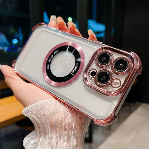 Tybiky Kompatibel mit iPhone 14 Pro Max Hülle, Vier Ecken Airbag Anti-Fall Schutzhülle, Transparent Magnetische Anziehung Doppelschleife Offene Beschriftung Handyhülle, Roségold Tybiky Kompatibel mit iPhone 14 Pro Max Hülle, Vier Ecken Airbag Anti-Fall Schutzhülle, Transparent Magnetische Anziehung Doppelschleife Offene Beschriftung Handyhülle, Roségold von Tybiky