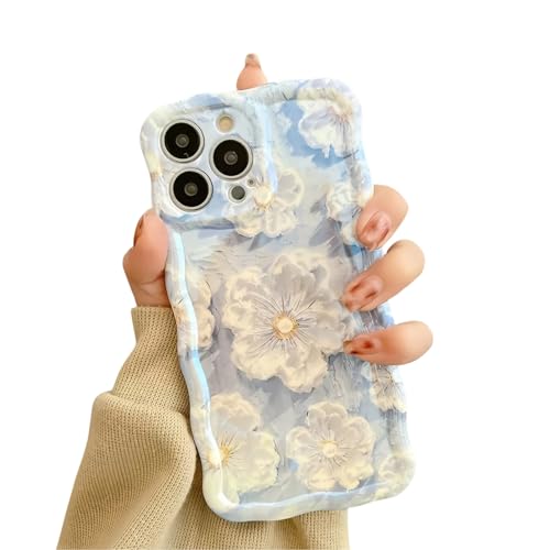 Tybiky Kompatibel mit iPhone 15 Pro Max Blumen Handyhülle Ölgemälde Aesthetic Blu-Ray Lockenwelle Rahmen Hülle für Mädchen Niedlich iPhone 15 Pro Max Weiche Silikon TPU Schutzhülle,Blau Tybiky Kompatibel mit iPhone 15 Pro Max Blumen Handyhülle Ölgemälde Aesthetic Blu-Ray Lockenwelle Rahmen Hülle für Mädchen Niedlich iPhone 15 Pro Max Weiche Silikon TPU Schutzhülle,Blau von Tybiky