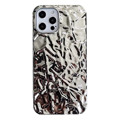 Tybiky Kompatibel with iPhone 12 Mini Hülle, Design des galvanischen Prozesses Gliter Tinfoil Wasserwelligkeit Handyhülle, Weiche TPU Fallschutz rutschfeste Kratzfest Langlebige Hüllen, Silber von Tybiky