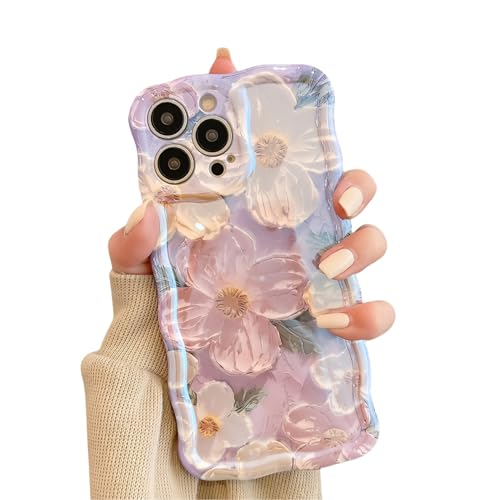 Tybiky Kompatibel mit iPhone 15 Pro Blumen Handyhülle Ölgemälde Aesthetic Blu-Ray Lockenwelle Rahmen Hülle für Mädchen Niedlich iPhone 15 Pro Weiche Silikon TPU Schutzhülle,Weiße Violette Tybiky Kompatibel mit iPhone 15 Pro Blumen Handyhülle Ölgemälde Aesthetic Blu-Ray Lockenwelle Rahmen Hülle für Mädchen Niedlich iPhone 15 Pro Weiche Silikon TPU Schutzhülle,Weiße Violette von Tybiky