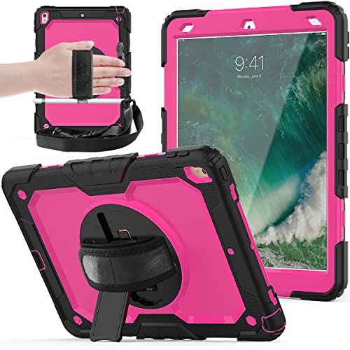 iPad Air 3 2019 / iPad Pro 10.5 Schutzhülle mit (360 Grad Rad) Handschlaufe und (Stifthalter) für iPad Air 3. Generation/iPad Pro 10.5 B Rosa Rot von Tycolit