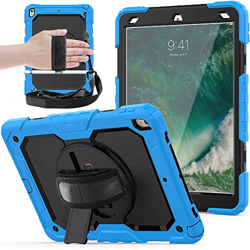 iPad Air 3 2019 / iPad Pro 10.5 Schutzhülle mit (360 Grad Rad) Handschlaufe und (Stifthalter) für iPad Air 3. Generation/iPad Pro 10.5 hellblau von Tycolit