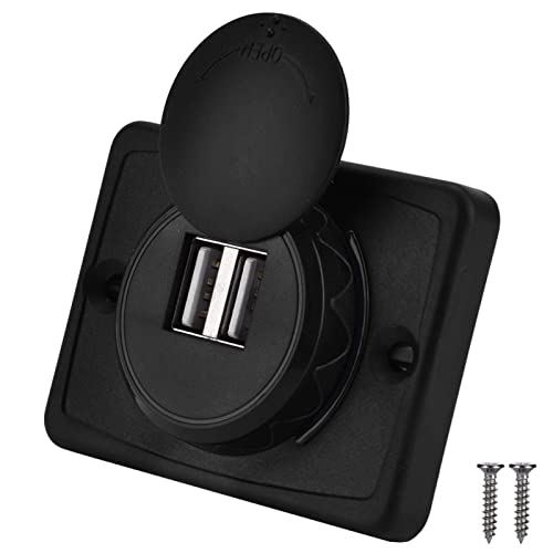 Auto USB Ladegerät, 3.1A Dual USB Auto Ladegerät Schwarz ABS USB Port Ladegerät Steckdose Steckdose 12V LED Wasserdicht von Tyenaza