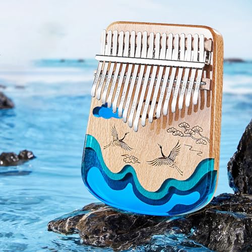 Daumenklavier, Tragbares Daumenklavier Mit Mehreren Tönen, Mini-Harz-Kalimba-Fingerzupfmusikinstrument Für Kinder Und Erwachsene, Musikalische (17 Tonkran) von Tyenaza