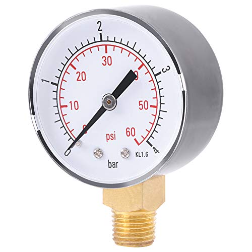 Manometer, Druckprüfer 0-4 bar/0-60 psi 1/4 Zoll NPT Hydraulischer Druckmessgerät für Luft, Wasser, Öl, Luft und andere Materialien von Tyenaza