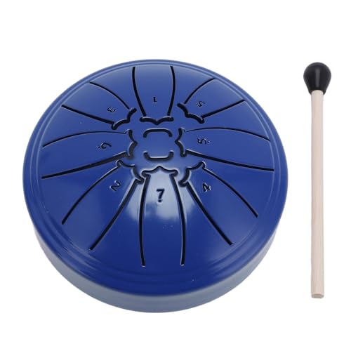 Mini Steel Tongue Drum, 4 Inch 8 Notes Percussion Instrument, Ethereal Drum for Kids Adults with Drumstick (Blue) von Tyenaza