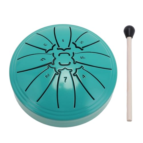 Mini Steel Tongue Drum, 4 Inch 8 Notes Percussion Instrument, Ethereal Drum for Kids Adults with Drumstick (Green) von Tyenaza
