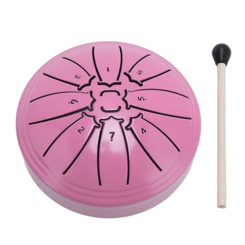 Mini Steel Tongue Drum, 4 Inch 8 Notes Percussion Instrument, Ethereal Drum for Kids Adults with Drumstick (Pink) von Tyenaza