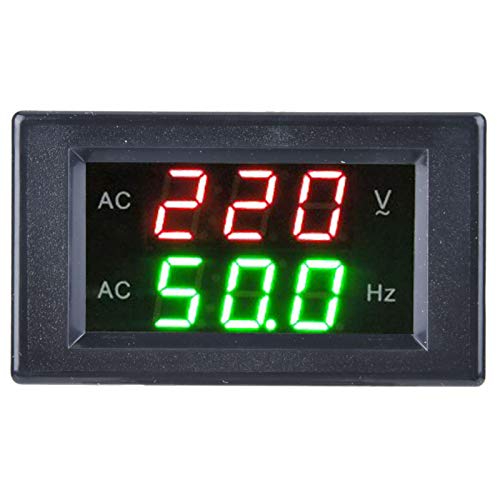 Wechselstrom-Voltmeter, Generator, Dual-Display, LED, digitales Wechselstrom-Voltmeter, Frequenzmessgerät, Testwerkzeug, 45,0–60,0 Hz, LED-Display, Spannung-Frequenzmessgerät, Tester (schwarz) von Tyenaza