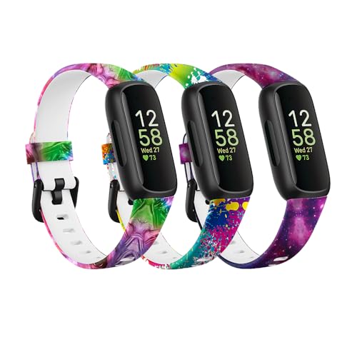 Tyeyober 3 Pack kompatibel mit Fitbit Inspire 3 Smartwatch-Armbändern für Damen und Herren, Silikon-Armband-Ersatzmuster-Armbänder für Fitbit-Inspire 3 Fitness Tracker Inspire3 Armband von Tyeyober