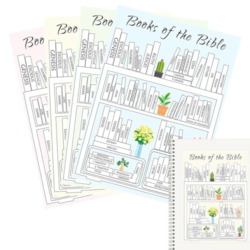 Tyinerc Bibel Tracker Sticker, Bible Books Shelf Coloring Page | 4 x Bibliothek Tracker der Bibelbücher, Schriftstudium für das Armaturenbrett von Tyinerc