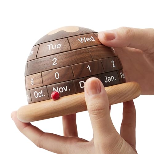 Tyinerc Schreibtischkalender aus Holz, Dauerkalender aus Holz | Ewiger Kalender Creative Planet Schreibtischkalender aus Holz | Kalender aus rustikalen Blöcken wiederverwendbar | Deko von Tyinerc