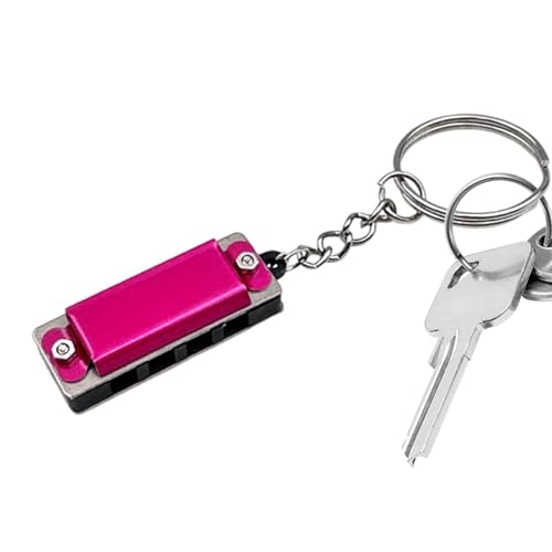 Tyinerc Tiny Mundharmonika Key Chain, Small Mundharmonika Key Chain | 4 Löcher 8 Töne Metall Musik Auto Musik Schlüssel | Elegantes Musikinstrument, leichter Musik-Charme für Schüler von Tyinerc