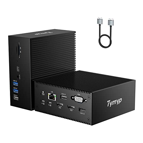 Dock Station, Tymyp USB C Docking Station 16 in 2-2 * 4K HDMI, VGA for Monitor, Dual USB C Port Cable, PD 100W for MacBook, and 5* USB A, USB C 3.0, SD/TF, 3.5MM Jack, Ethernet Multiport Hub von Tymyp