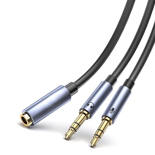Tymyp Audio Splitter, Kopfhörer Adapter, 0.3M (Double 3.5mm Male auf 3.5mm Female), 1 auf 2 Klinke für Kopfhörer, Headset, Laptop, PC uvm. von Tymyp