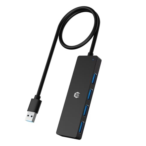 Tymyp Ultradünn 4 Ports USB Hub, USB 3.0 Data Hub, High Speed USB 3.0 Hub für Chromebook, Surface Pro, XPS, USB Sticks, Notebook PC, Portable, Externe Festplatten von Tymyp