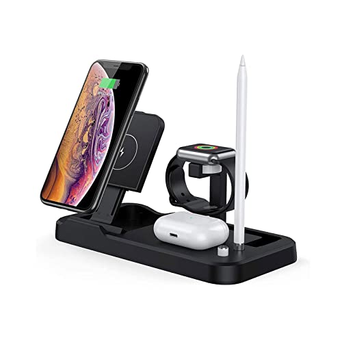 4-in-1-Wireless-Ladegerät mit Adapter, Ladeständer für iPhone 12/12 Pro/12 Pro Max/11/11 Pro/11 Max/XS Max/XR/XS, Dock für AirPods Pro/2 und Apple Pencil der 1. Generation von Tynerza