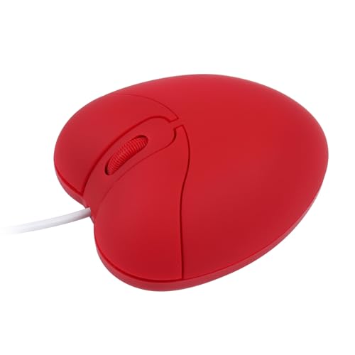 Tynerza Kabelgebundene Herz Form Maus, Tragbare Kleine Schnurgebundene Mäuse für Computer, Laptop, als Geschenk für Schule, Zuhause, Büro, Kinder (Rot) von Tynerza