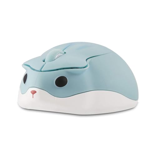 Tynerza Niedliche Tier Hamster Form Wireless Silent Maus Tragbare Reise Mute 1200DPI Neuheit Optische Schnurlose Ruhige Mäuse für Computer Laptop PC Geschenk (Hellblau) von Tynerza