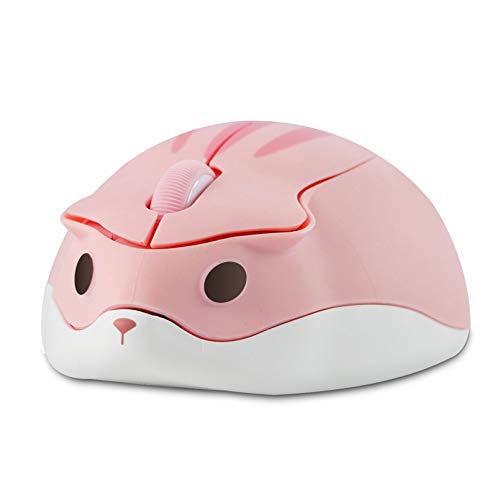 Tynerza Niedliche Tier Hamster Form Wireless Silent Maus Tragbare Reise Mute 1200DPI Neuheit Optische Schnurlose Ruhige Mäuse für Computer Laptop PC Geschenk (Rosa) von Tynerza