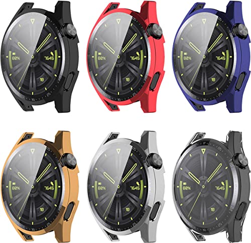 Tyogeephy Hüllen kompatibel mit Huawei Watch GT3 Hülle,TPU Displayschutzfolie Armor Shell Schutzhülle für Huawei Watch GT3 Smartwatch von Tyogeephy