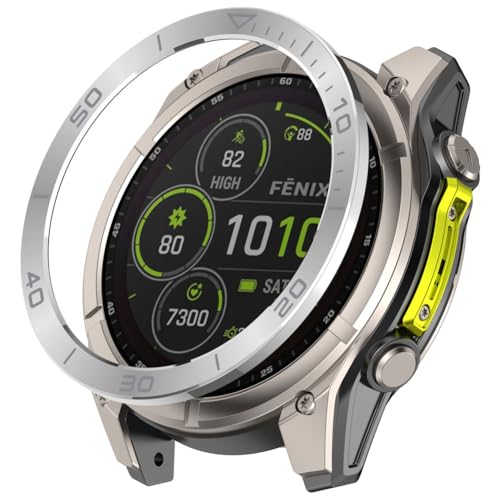 Tyogeephy Lünetten Styling Kompatibel mit Garmin Fenix 8 51mm SOLAR Lünettenring Selbstklebende Abdeckung Kratzschutz Edelstahl Metalllünette Schleife Zifferblatt Kreis Schutzhülle von Tyogeephy