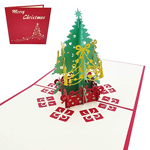3D Weihnachtskarte, Weihnachtsbaum mit Geschenken, 3D-Grußkarte von Typicshop