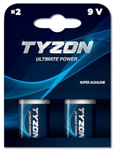 TYZON 9V Super Alkaline-Batterien, 2 Stück - Kraftvolle Energie für anspruchsvolle Geräte TYZON 9V Super Alkaline-Batterien, 2 Stück - Kraftvolle Energie für anspruchsvolle Geräte von TYZON