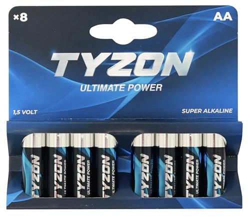 TYZON AA-Alkaline Batterien, 8 Stück - Langlebige Einwegbatterien für Haushalts- und Elektronikgeräte TYZON AA-Alkaline Batterien, 8 Stück - Langlebige Einwegbatterien für Haushalts- und Elektronikgeräte von TYZON
