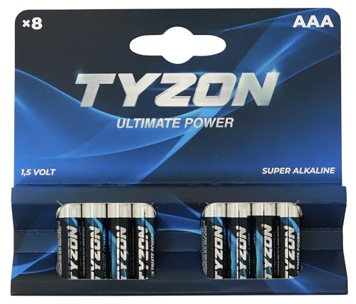 TYZON AAA-Alkaline Batterien, 8 Stück - Langlebige Einwegbatterien für Haushaltsgeräte TYZON AAA-Alkaline Batterien, 8 Stück - Langlebige Einwegbatterien für Haushaltsgeräte von TYZON