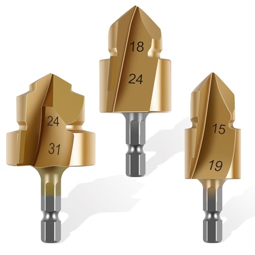 Tzdxfgl PPR Stufenbohrer Reibahle Bohrer, Rohrreibbohrer, multifunktionaler Wasserrohrloch-Erweiterungsbohrer mit 1/4-Zoll-Sechskantschaft, HSS Sanitärstanzer, Hebebits 20/25/32 mm, 3 Stück von Tzdxfgl