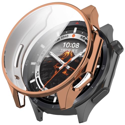 Tznzxm Schutzhülle kompatibel mit OnePlus Watch 3 Smartwatch, weiches TPU, vollständige Abdeckung, schlanke Hülle, schützende Stoßstangenschutzhülle (TPU-Roségold) von Tznzxm