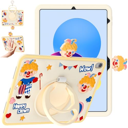 TzoMartico Schutzhülle für iPad 10. Generation 27,7 cm (11 Zoll) 2022, stoßfest, Silikon, weich, mit 360° drehbarem Ständer, Handgriff und Stifthalter, Clown von TzoMartico