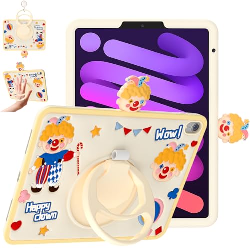 TzoMartico Schutzhülle für iPad Mini 6. Generation 21,1 cm (8,3 Zoll) 2021, stoßfest, Silikon, weich, mit 360° drehbarem Ständer, Handgriff und Stifthalter, Clown von TzoMartico