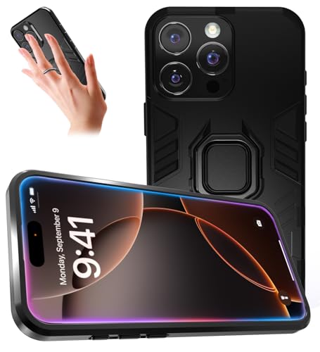 TzoMartico Walk&Running Hülle für iPhone 15 Pro Max, sturzsichere weiche Kante, um 360+120° drehbares Gerät, eingebetteter Ständer, Fallschutzgriff, militärischer Stoßschutz, 3-in-1-Serie, Schwarz TzoMartico Walk&Running Hülle für iPhone 15 Pro Max, sturzsichere weiche Kante, um 360+120° drehbares Gerät, eingebetteter Ständer, Fallschutzgriff, militärischer Stoßschutz, 3-in-1-Serie, Schwarz von TzoMartico