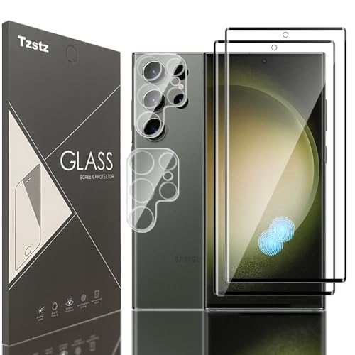 Tzstz 2+2 Tempered Glass Screen Protector ，for Samsung Galaxy S23 Ultra，3D Curved Screen Protector，Anti-Scratch， Waterproof，Compatible Fingerprint，HD Klar Schutzfolien von Tzstz