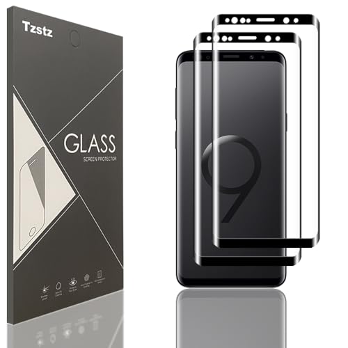 Tzstz 2 Tempered Glass Screen Protector ，for Samsung Galaxy S9 Plus / S9+，3D Curved Screen Protector，Anti-Scratch， Waterproof，Compatible Fingerprint，HD Klar Schutzfolien von Tzstz