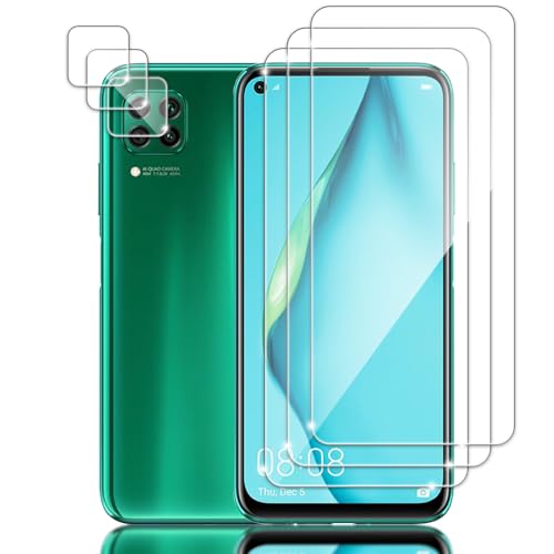 Tzstz 3+3 Stück Screen Protector, for Huawei P40 lite,9H Hardness, Anti Scratch, Huawei P40 lite Schutzfolie aus gehärtetem Glas von Tzstz