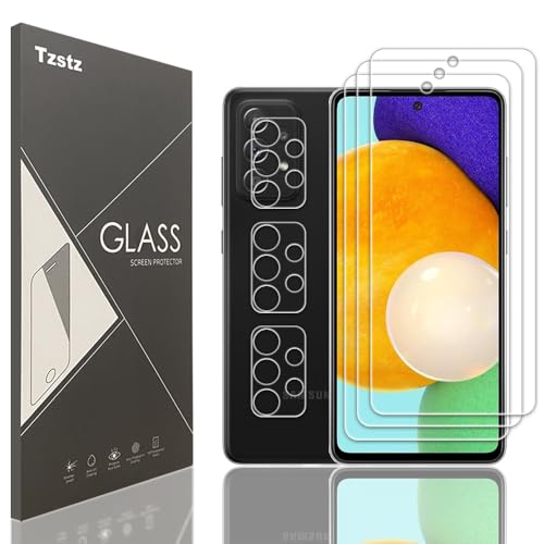 Tzstz 3+3 Stück Screen Protector, for Samsung Galaxy A52 / A52s,9H Hardness, Anti Scratch, Samsung Galaxy A52 / A52s Schutzfolie aus gehärtetem Glas von Tzstz