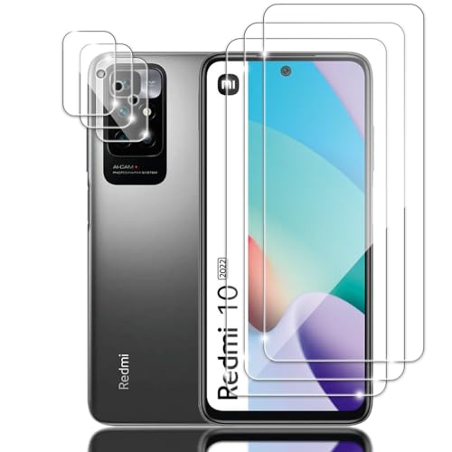 Tzstz 3+3 Stück Screen Protector, for Xiaomi Redmi 10（2022） 4G,9H Hardness, Anti Scratch, Schutzfolie aus gehärtetem Glas von Tzstz