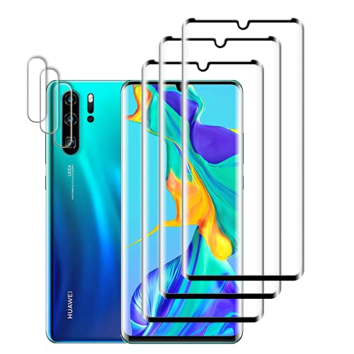 Tzstz 3+3 Tempered Glass Screen Protector ，for Huawei P30 Pro，3D Curved Screen Protector，Anti-Scratch， Waterproof，Compatible Fingerprint，HD Klar Schutzfolien von Tzstz