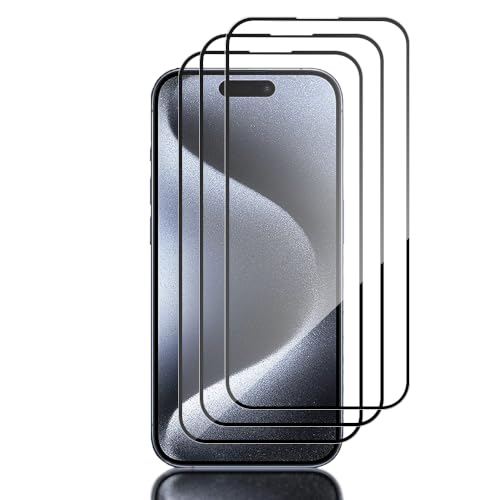 Tzstz 3 Stück Screen Protector, for iPhone 15 Pro,9H Hardness, Anti Scratch, iPhone 15 Pro Schutzfolie aus gehärtetem Glas von Tzstz