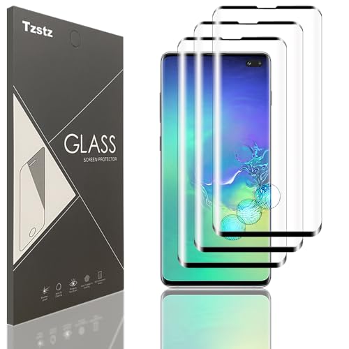 Tzstz 3 Stück Tempered Glass Screen Protector ，for Samsung Galaxy S10 Plus /S10+，3D Curved Screen Protector，Anti-Scratch， Waterproof，Compatible Fingerprint，HD Klar Schutzfolien von Tzstz