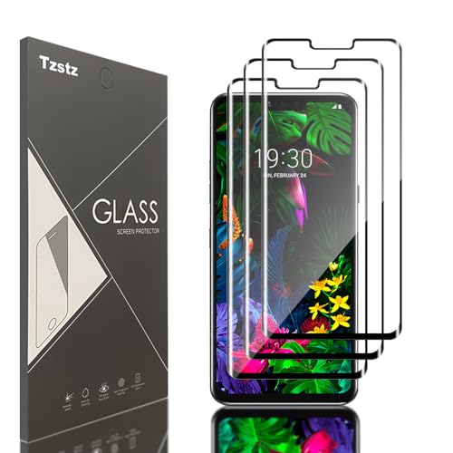 Tzstz Displayschutzfolie aus Hartglas, für LG G8 ThinQ 3D Vollbildabdeckung, Härtegrad 9H, kratzfest, 3 Stück von Tzstz